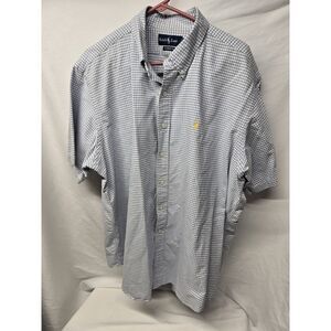Ralph Lauren Size XXL Shirt Blue Gingham Short Sleeve Classic Fit Yellow‎ Pony